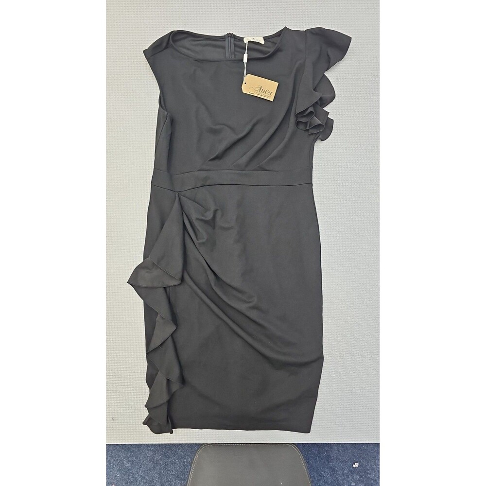 AISIZE NWT Vintage Ruffle Sleeve Cocktail Party Dress Black 2XL